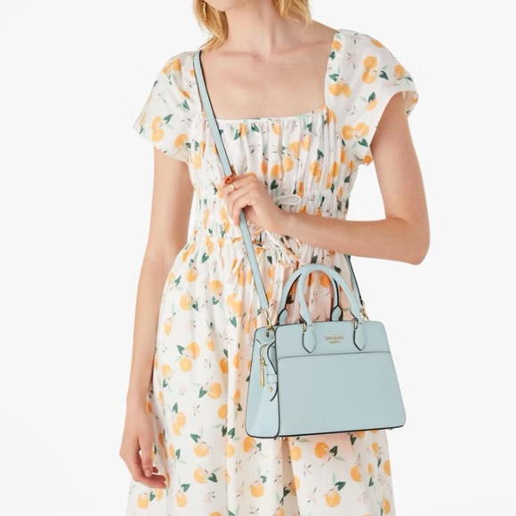♠️kate spade Madison Saffiano Small Satchel, Blue Glow NWT - Picture 2 of 11